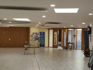 Interior of St. Dunstan's Church Woking - showing a new installation of of LED ceiling lights